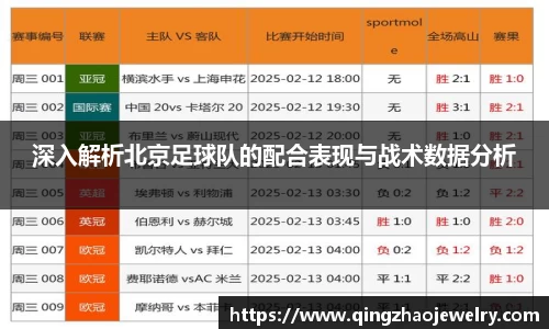 深入解析北京足球队的配合表现与战术数据分析